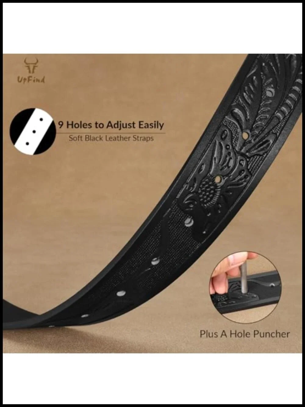 Faux Leather Western Belt Detachable Initial Buckle Men Women